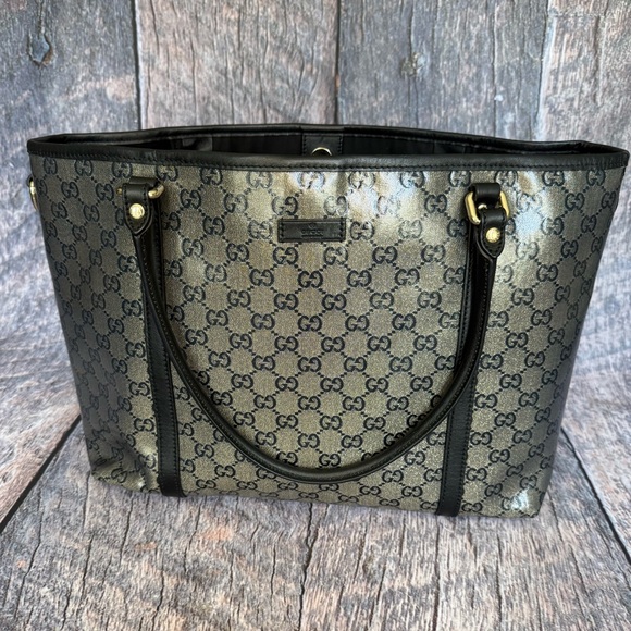 Gucci Crystal Tote Bag.  Leather / Coated Canvas.  EUC - Picture 1 of 12